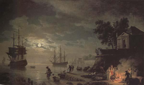 Claude-joseph Vernet Night,A Port in Moonlight (mk43)